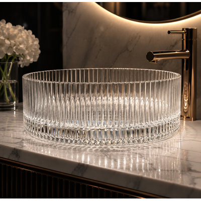 Timeless 16" Tempered Glass Circular Vessel Bathroom Sink