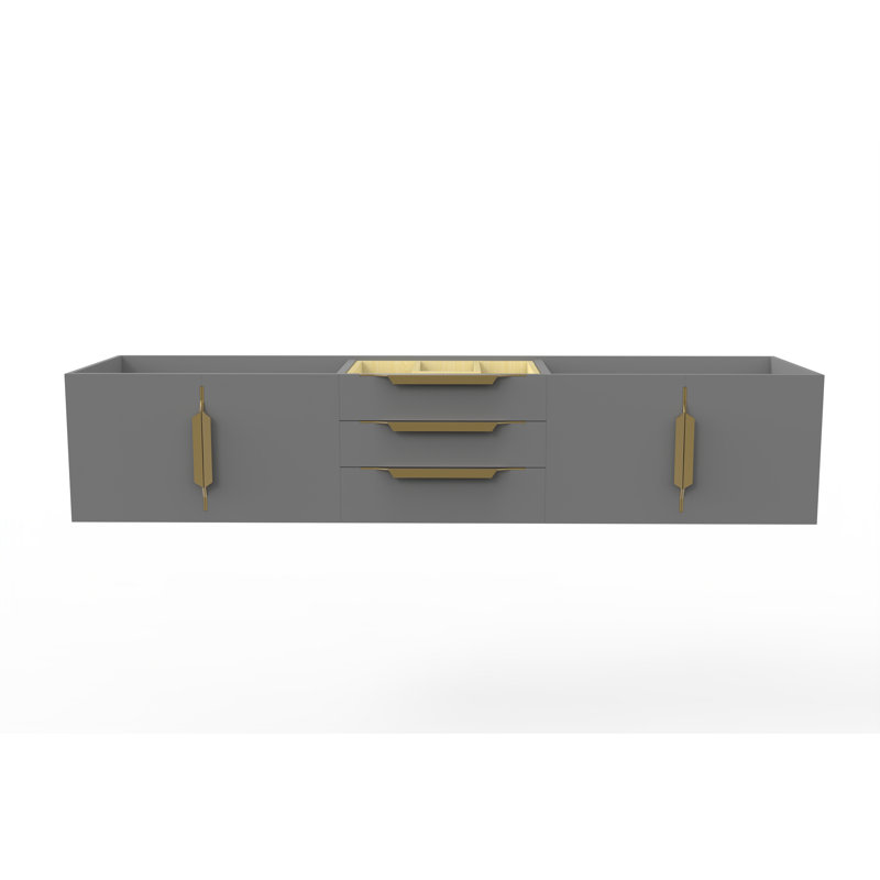 Base de meuble-lavabo mural simple 72 po Alpine, Gris / Or