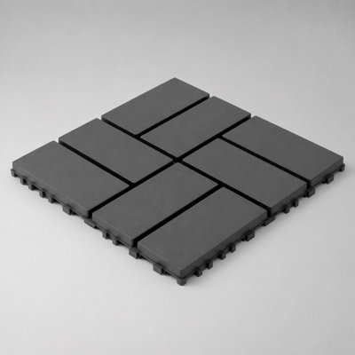 Dalles de terrasse emboîtables en plastique résistant, paquets de 44, 30 x 30 cm, imperméables pour une utilisation par tous les temps, idéales pour les jardins et les abords de la piscine, gris foncé