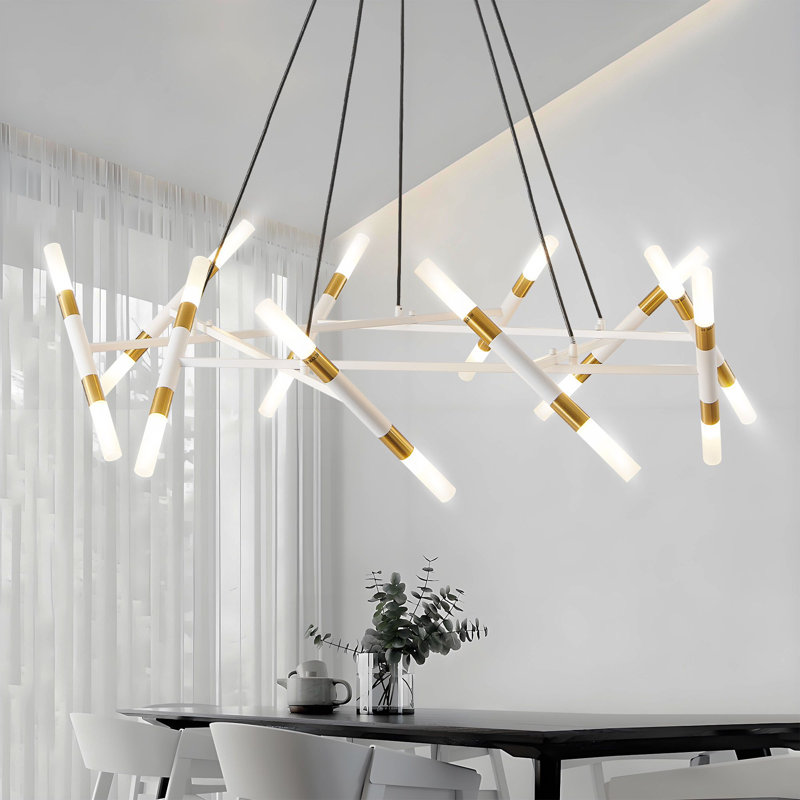 Luminaire suspendu moderne moderne 20 lumières linéaires avec ampoules G9 3W à DEL blanc chaud 120V câblé pour salle à manger, îlot de cuisine, bar et chambre à coucher