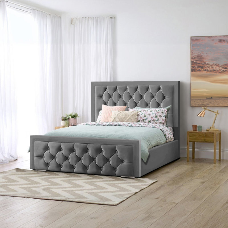 Agusta Upholstered Bed, Kingsize (5'), Grey