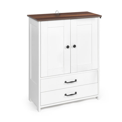 Station d'alimentation pour chien et armoire de rangement pour nourriture pour chien avec 2 bols cachés réglables pour chien et 3 crochets latéraux