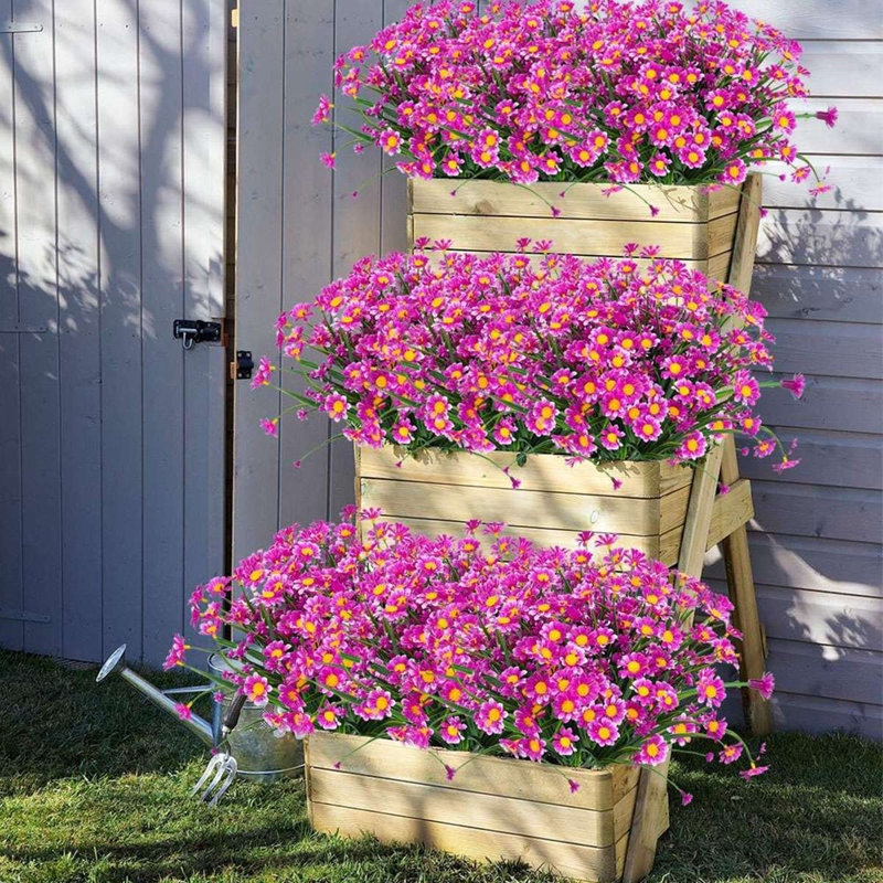 4 faisceaux de marguerites artificielles pour l'extérieur, Fuchsia