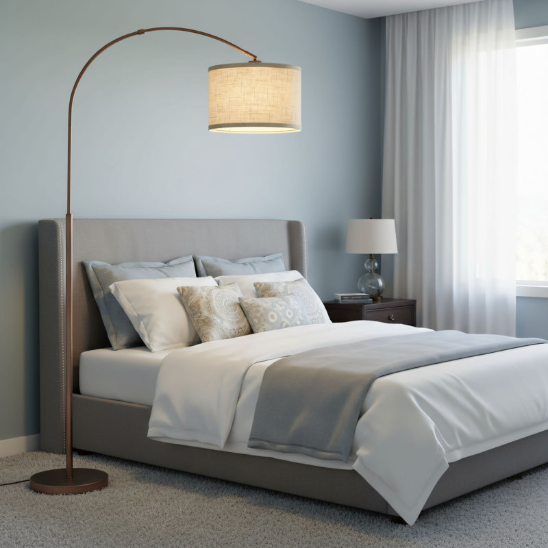 Retro-Style Curved Floor Lamp For Reading: Antique Bronze Color, Adjustable Tall Lamp Head, Foot Switch, Suitable For Use Next To The Sofa In The Living Room, As Well As In The Study And Bedroom.