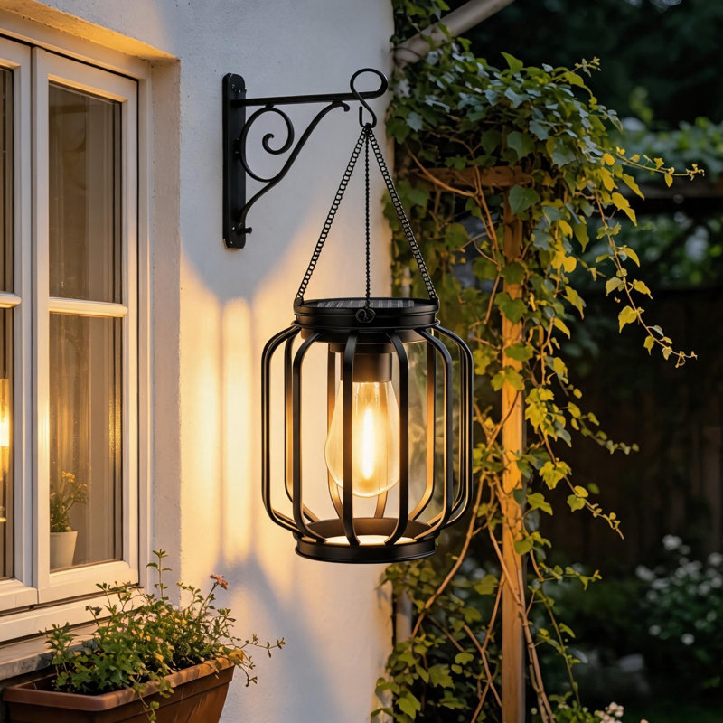 Paquet de 4 lanternes solaires en métal pour l'extérieur, imperméables et suspendues avec DEL blanc chaud, IP65 pour la décoration de jardin