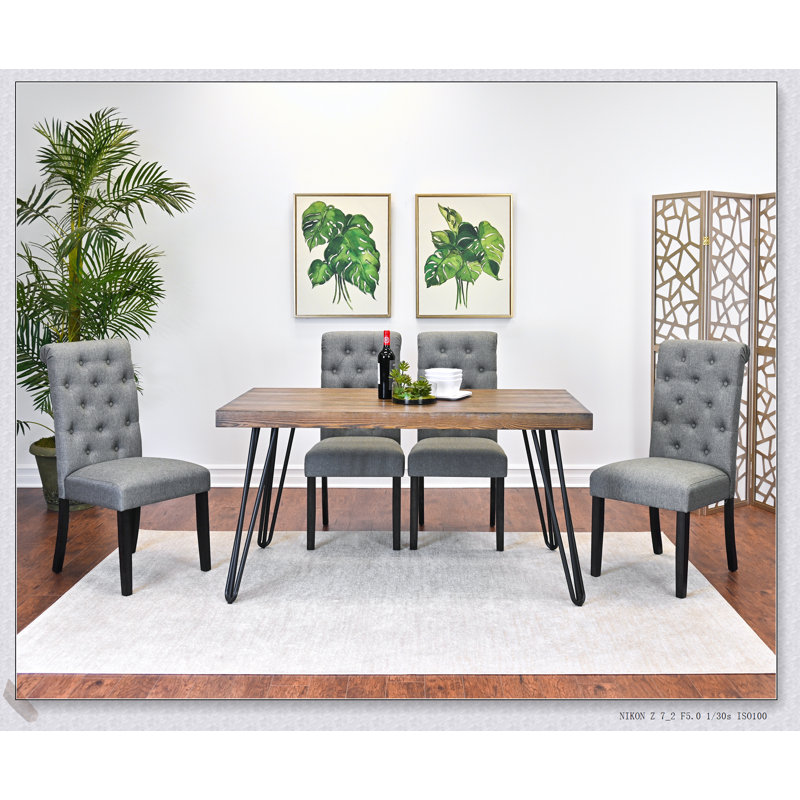 Ensemble de salle à manger 5 pièces avec pieds en épingle Ashford, alliant style Mid-Century moderne et confort pour une utilisation quotidienne