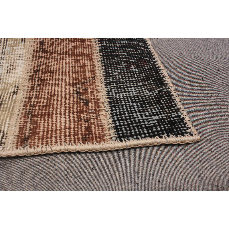 Tapis unique en laine noué à la main bleu et gris style années 2010 de 5 pi 6 po x 7 pi 5 po Aravis