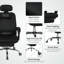 Chaise de bureau, chaise d'ordinateur pivotante avec repose-pieds, noir