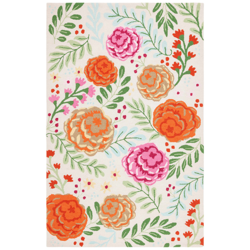 Easy Care Hand Tufted Performance Floral Rug, Rectangle 4' x 6'
