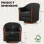 Fauteuil demi-tonneau pivotant en cuir végétalien moderne l 28 po avec base en bois massif-935106337