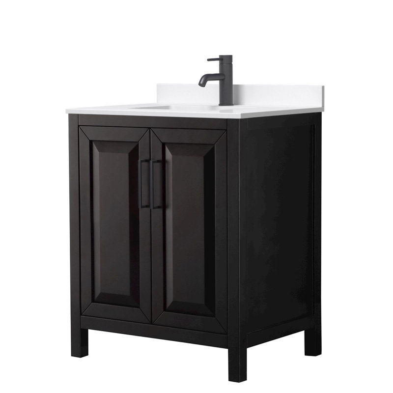 Daria 30'' W Vanity, Matte Black, Brown, Giotto Quartz