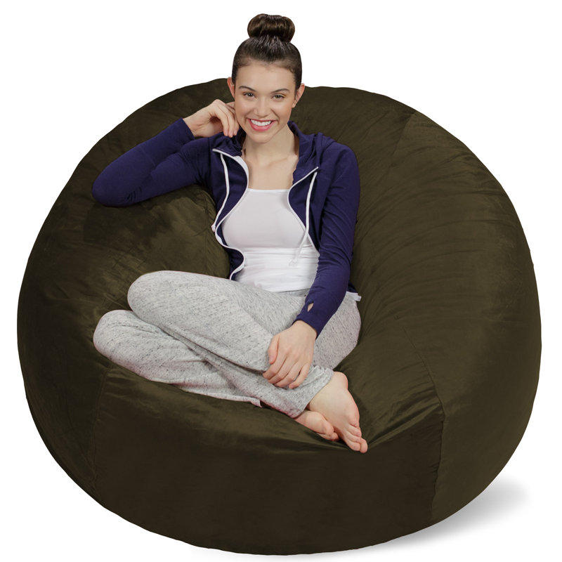 Bean Bag Chair - Shredded Foam Filled Round Pouf Chair - Plush, Ultra Soft Memory Foam Filled Bean Bag Chair with Microsuede Cover - Stuffed Foam Filled Furniture and Accessories for Dorm Room - Multiple sizes 5 Ft or 6 Ft