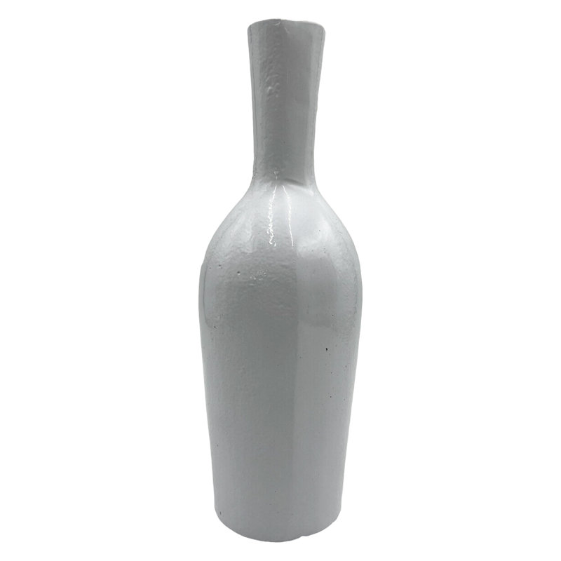 Decorative Metal Bottle in Black – Handcrafted Aluminum Modern Vase, White
