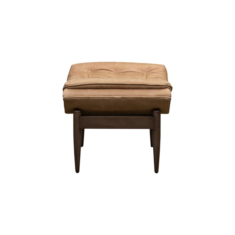 Verona Ottoman in Morgan Flax, Collins Celadon, Dark Brown Wood