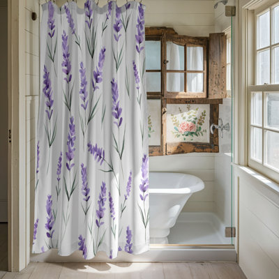 Elegant Lavender Motifs - 1 Piece Standard Shower Curtain