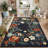 8'x10' Floral Wreath Area Rug, Washable Non Slip Non Shedding Low Pile Stain Resistant Foldable Soft Carpet for Entryway Kitchen Bathroom Black-1013894710-1013894705