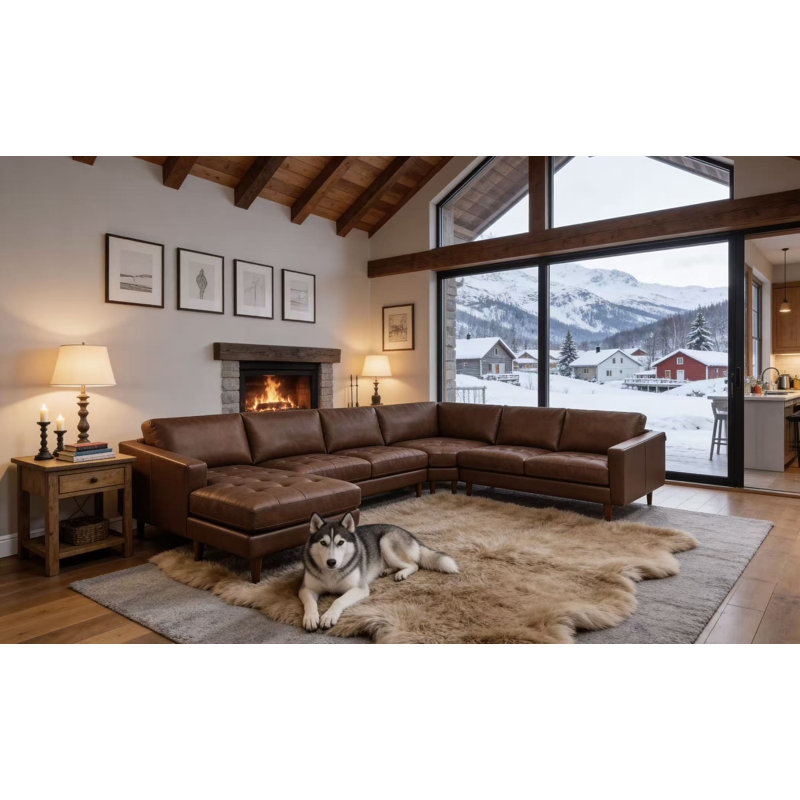 Canapé modulaire faisant face à la droite de 142 po Atsumi, Châtaignier
