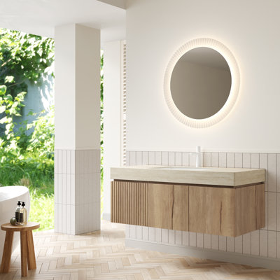 MURI 48" Modern Floating Bathroom Vanity with Single Sink, Wall Mounted Vanity Set with Soft Close Drawers & Doors,1 Faucet Hole