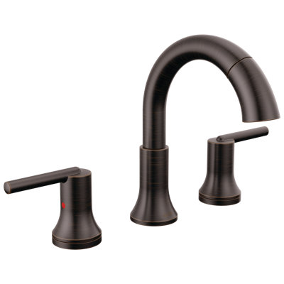 Trinsic Oil Rubbed Bronze Bathroom Faucet with Sprayer, 8 Inch Widespread Bathroom Sink Faucet with Pull Out Sprayer, Metal Push-Pop Drain, Venetian Bronze