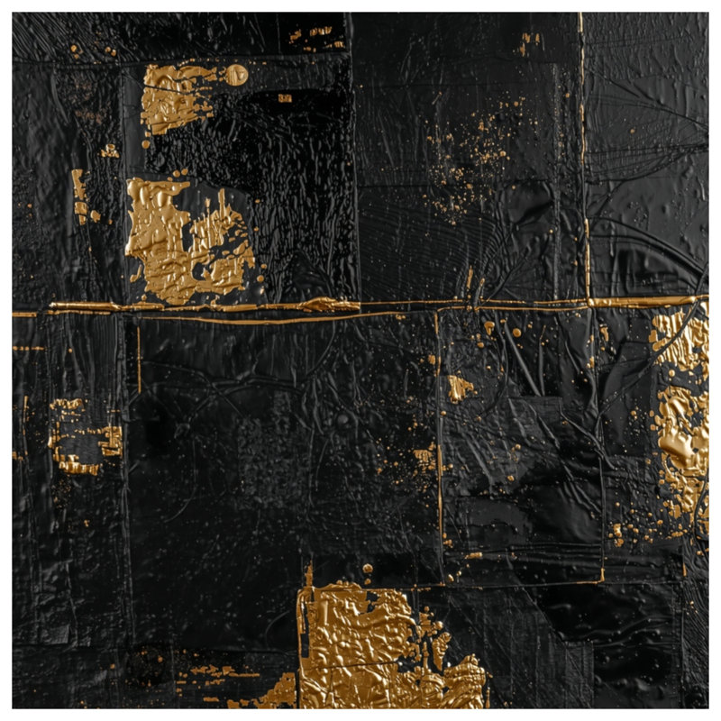 Black Gold Textured Abstract Blankets, 60in W x 80in H