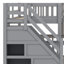 Lit superposé en L avec 3 tiroirs, bureau portable et garde-robe-397175417