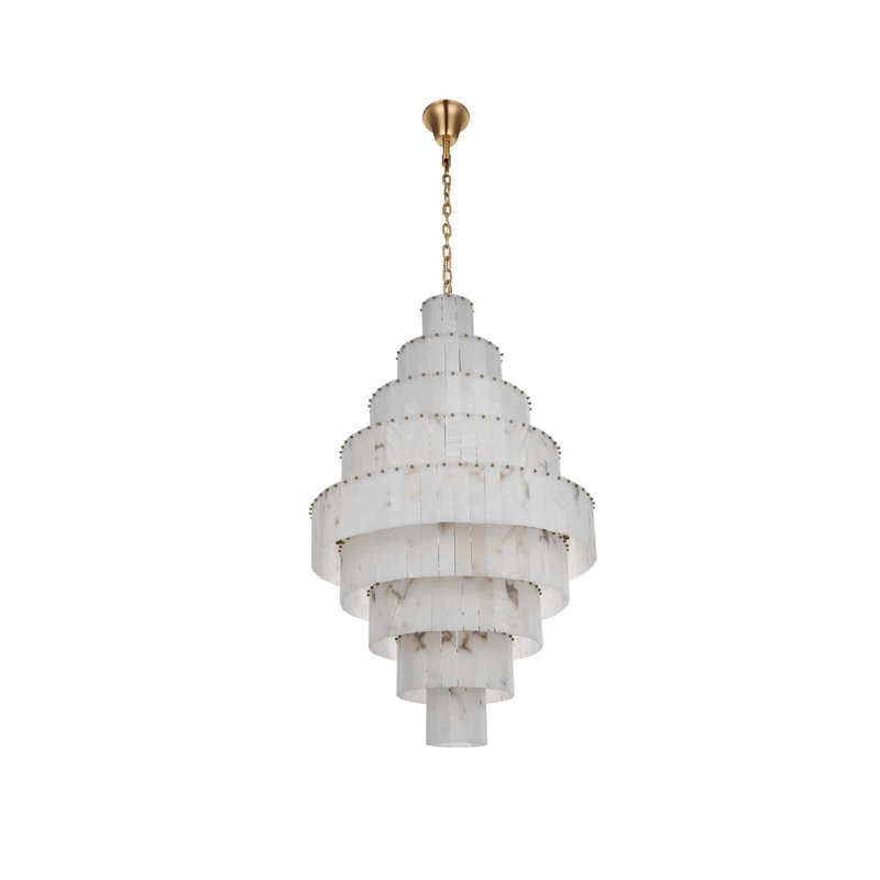 Lustre en albâtre de 40 pouces Intisar, Or satiné
