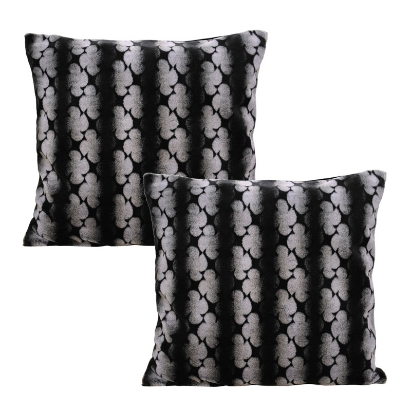 Floral Square Cushion Cover, Black, 66cm x 66cm