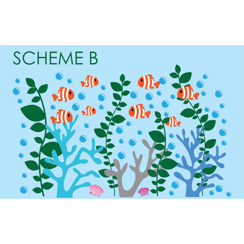 Adhésif décoratif récif de corail, sous les mers et l'école de poissons clowns, Schéma B