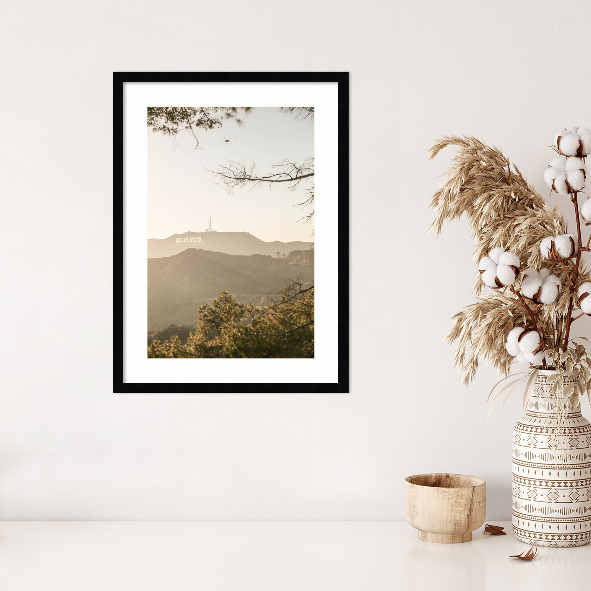 Hollywood Hills by Shot by Clint Wood Framed Wall Art Print, 25" H x 19" W, Black 