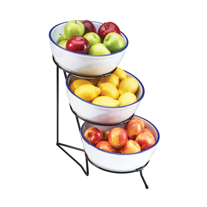 Black Metal Three Tier Round Bowl Display Stand
