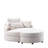 51.2-inch Round Sofa Made Of Linen Fabric, Paired With A Half-moon-shaped Storage Footrest - A Modern And Stylish Seating Design Suitable For Both Living Room And Bedroom, Featuring Both Practicality And Space-saving Features.-1275873821