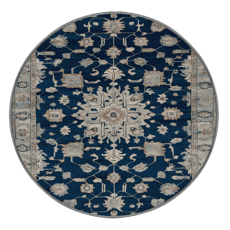 Tapis gris lavable à la machine, Rond 3 pi