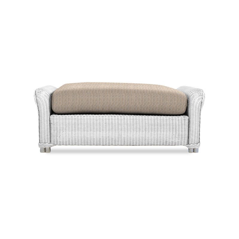 Reflections Outdoor Ottoman, White, Demo Oatmeal