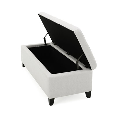 Bedroom Bench, Grey Upholstered Storage With 300lbs Weight Capacity, Flip - Top Seat For Convenient Storage, Easy To Assemble, Rubber Wood Legs, 51.65
