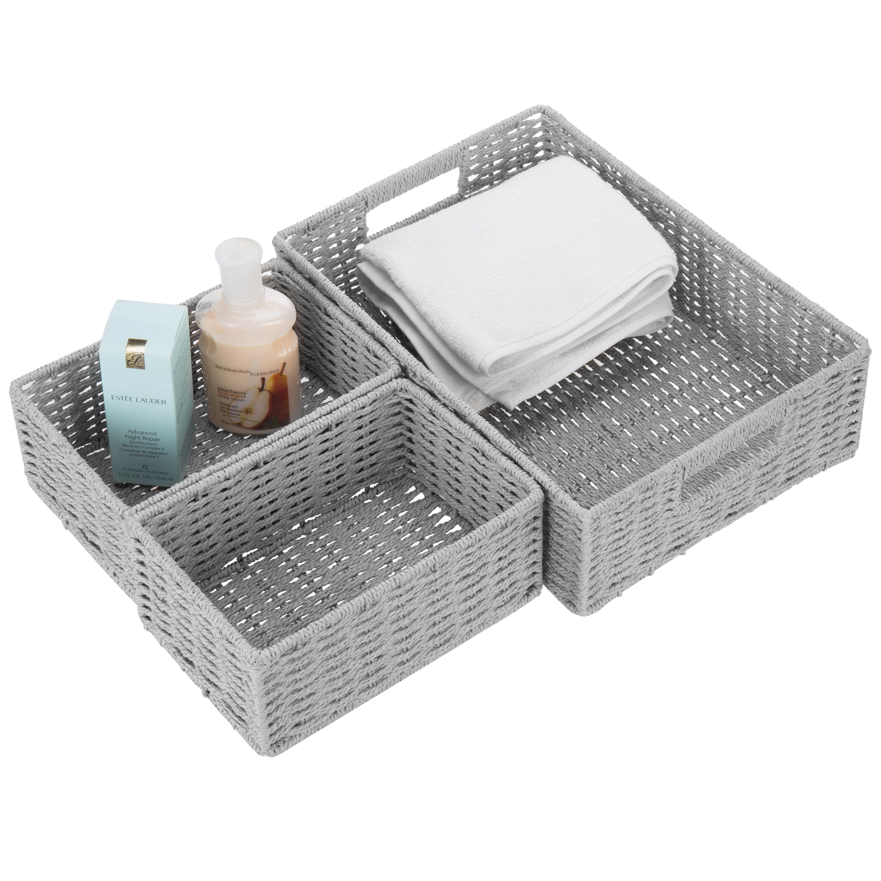 Gray Twisted Paper Rope 7-Piece Storage Basket Set