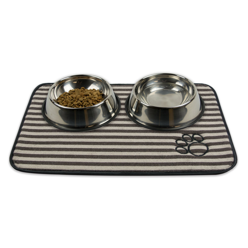 Tapis pour animaux de compagnie à rayures brodées Guidi, l 12 po x P 9 po x H 1 po, Brun
