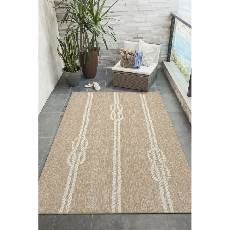 Wooton Performance Hand Tufted Striped Indoor / Outdoor Rug, Rectangle 7'6" x 9'6"