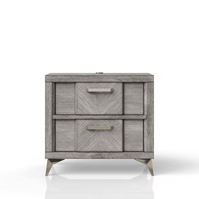 2 Drawer Nightsand In Bookmatched Veneers