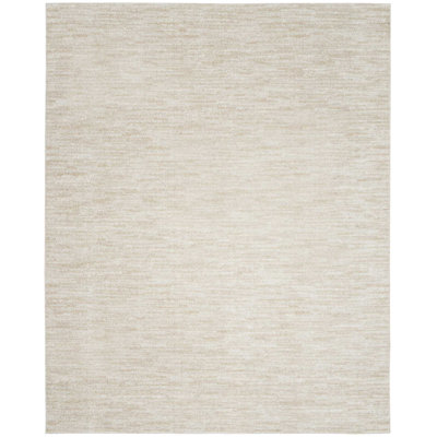 Mullican Sandy Solid Ivory/Beige Easy Care Indoor/Outdoor Area Rug
