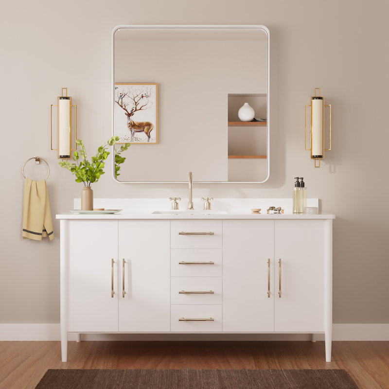 Miroir d'appoint Tyro, 36 po x 36 po, Blanc, Square