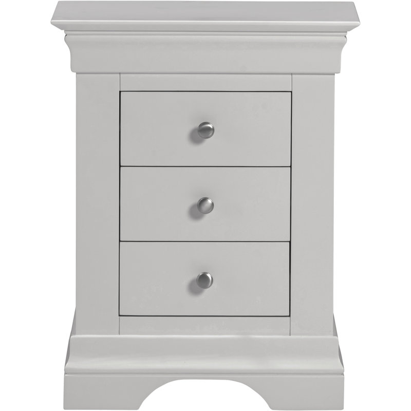 Adaleya 3 Drawer Bedside Chest, Grey