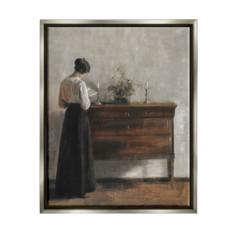 Art classique sur toile flottant encadré par "Classic", H 21 po x l 17 po x P 1,7 po, Cadre flottant gris lustré