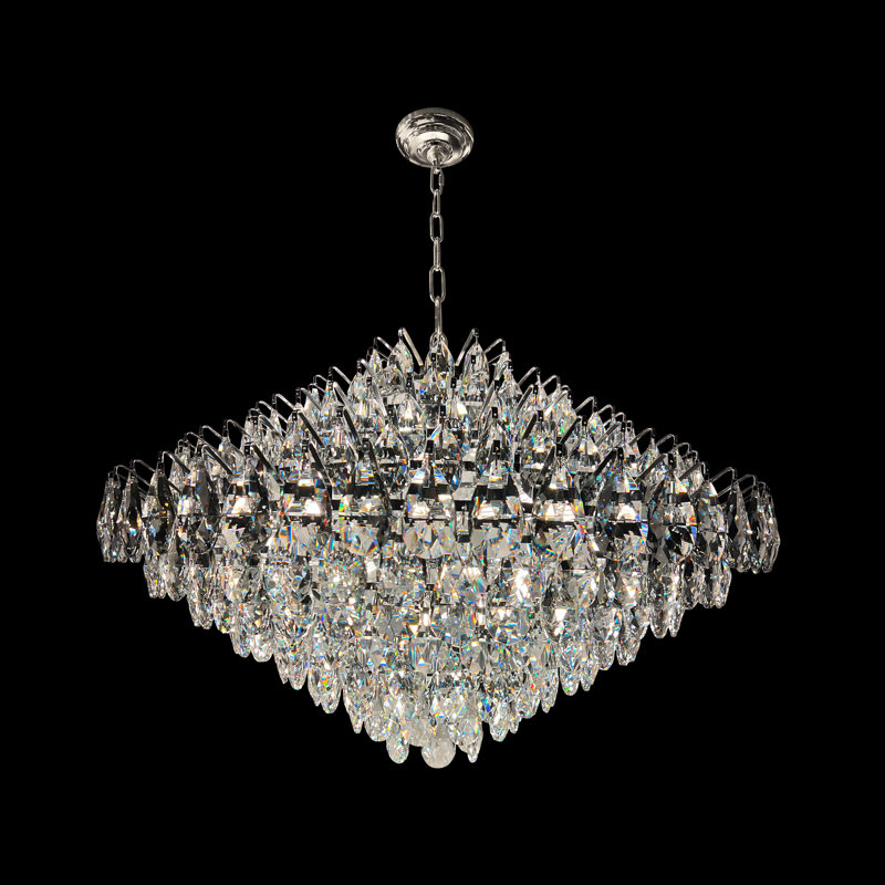 Lustre empire en cristal de luxe luxueux 21 lumières à intensité variable, Chrome