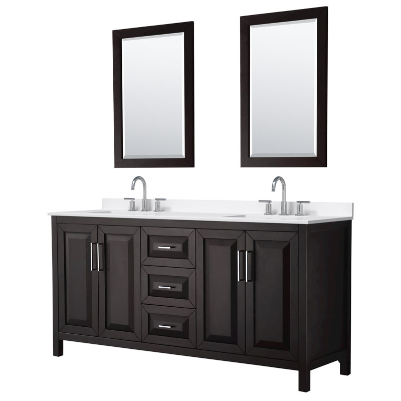 Daria 72'' W Vanity, Polished Chrome, Brown, Giotto Quartz