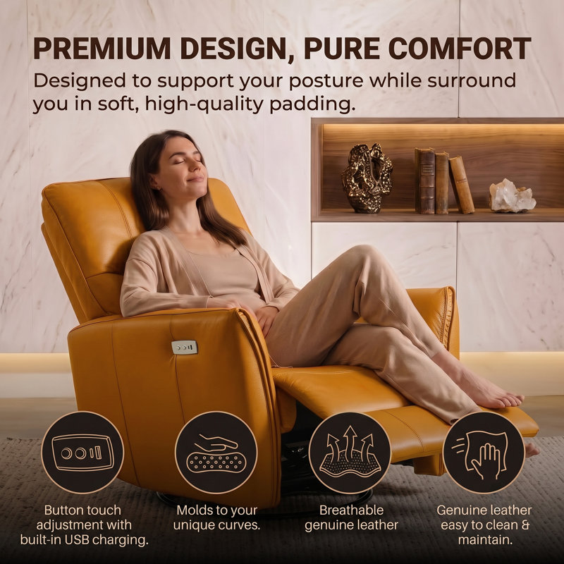 Fauteuil inclinable électrique pivotant de 31,5 po Coamhan, Orange