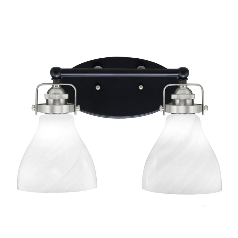Barre d'éclairage de salle de bain 2 lumières avec verre 6,25 po Easton, Noir mat/nickel brossé