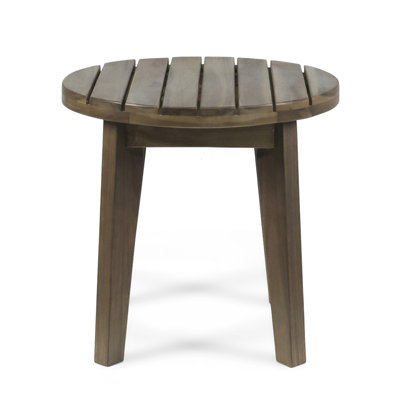 Outdoor 16" Acacia Wood Side Table, Gray Finish