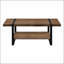 Table basse de style industriel-campagnard rectangulaire avec aspect bois récupéré et pieds en métal, parfaite pour les salons modernes