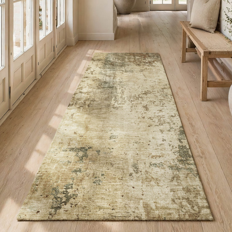 Machine Washable Indoor/Outdoor Chantille ACN2869 Abstract Rug, 2'3" x 7'6" Runner, Brown