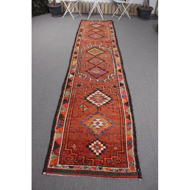 Tapis turc Herki en laine noué à la main pour couloirs et couloirs